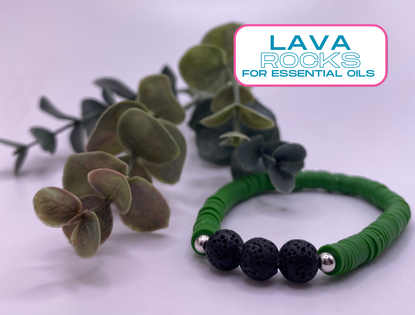 Single Heishi Bracelet with Lava Rocks for Essential Oils
