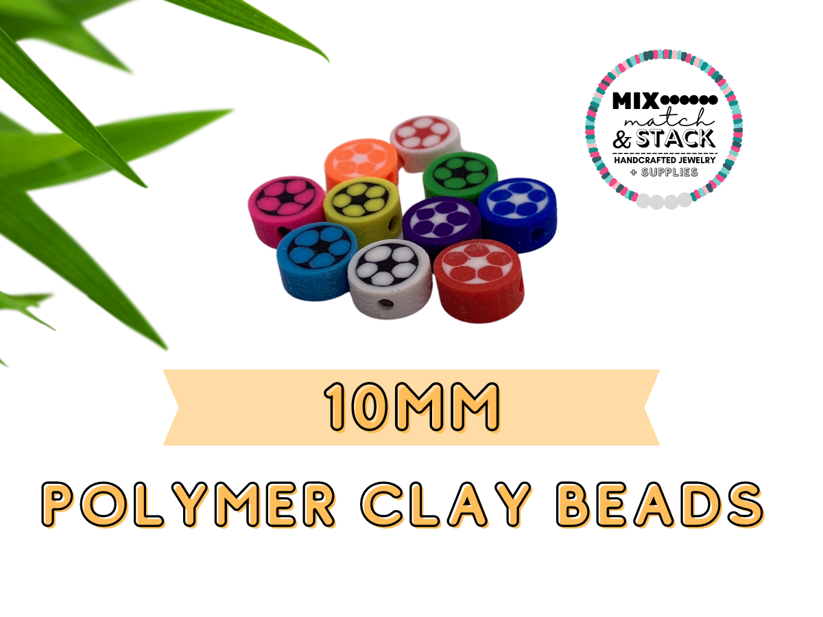 Soccer Polymer Clay Beads