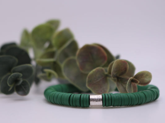 Solid Single Heishi Bracelet (Sea Green)