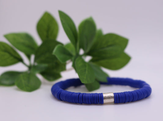 Solid Single Heishi Bracelet (Blue)