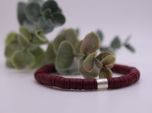 Solid Single Heishi Bracelet (Maroon)