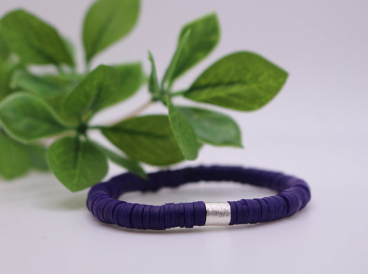 Solid Single Heishi Bracelet (Purple)