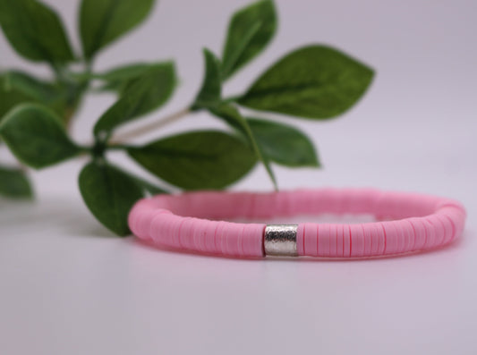 Solid Single Heishi Bracelet (Light Pink)