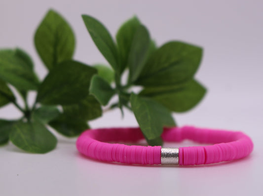 Solid Single Heishi Bracelet (Pink)