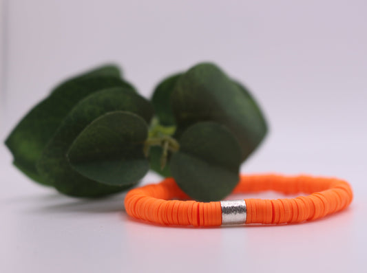 Solid Single Heishi Bracelet (Orange)