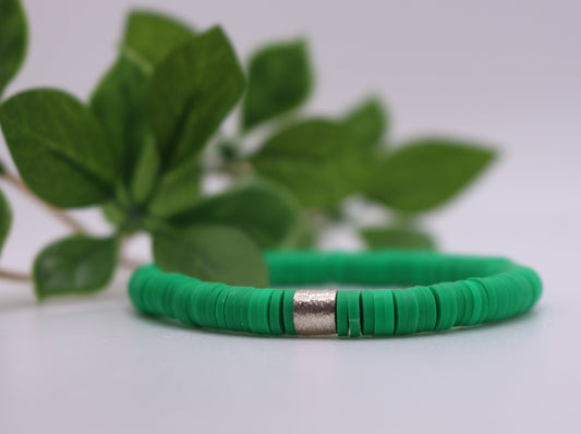 Solid Single Heishi Bracelet (Green)